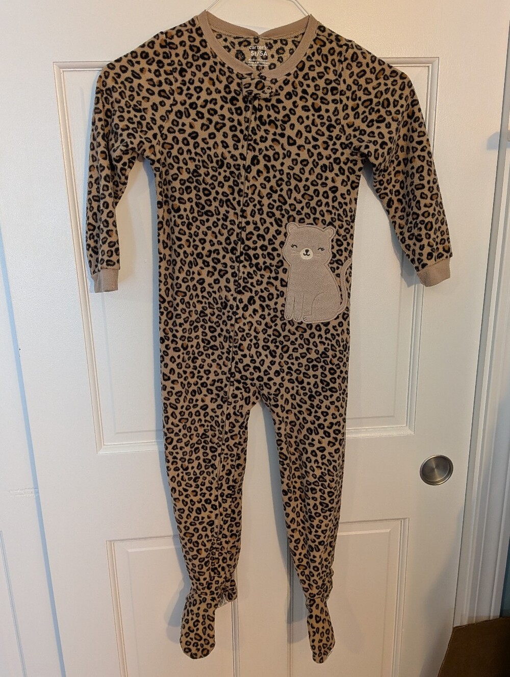 Carter's leopard print fleece footie pajamas, 5t